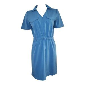 Calvin Klein Shirt Dress Womens Size 4 Solid All‎ Blue Collared Short Sleeve